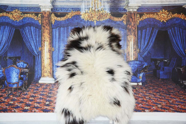 Gigant Öko Lammfell Pandabär Doppelgröße Fellteppich