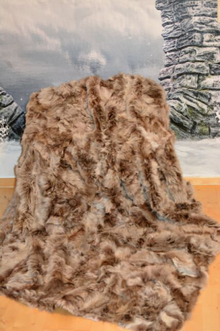 Echt Pelzdecke Wendedecke Bicolore Beige Braun Tagesdecke