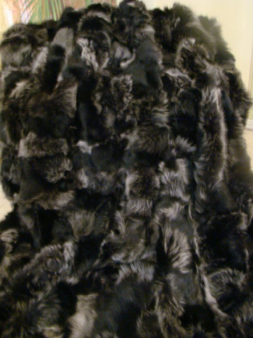 Pelzdecke Silver Fox Dark Silberfuchs Dunkel Echt Fuchsfell