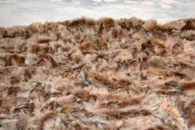 Echt Pelzdecke Wendedecke Bicolore Beige Braun Tagesdecke