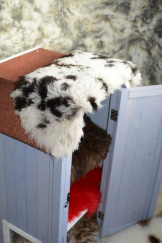 Lammfell Naturfell Black Withe Katzenbett Fenster Kuschelfell