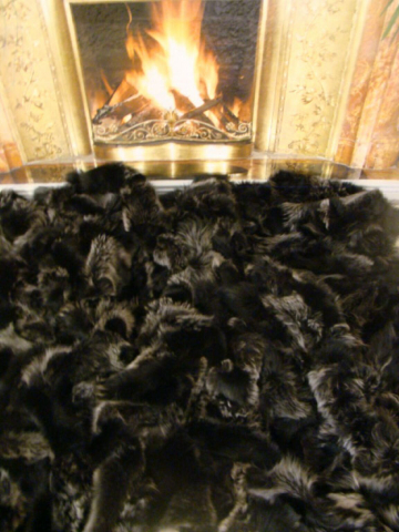Pelzdecke Silver Fox Dark Silberfuchs Dunkel Echt Fuchsfell