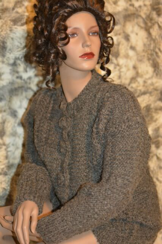 Schurwolle Damen Strickjacke Anthrazit Handarbeit