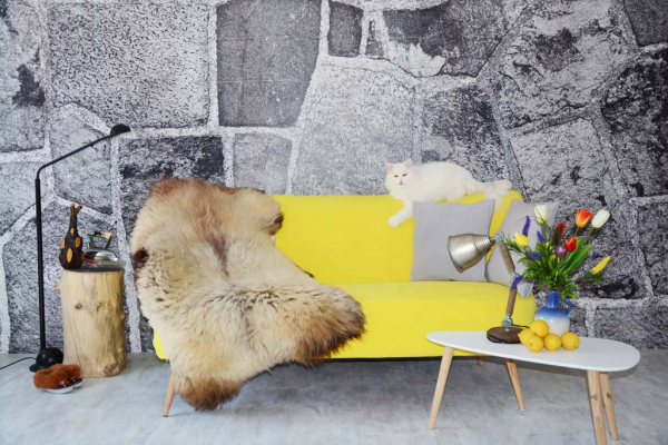 Öko Lammfell Naturfell Yeti Beige Braun Coloure