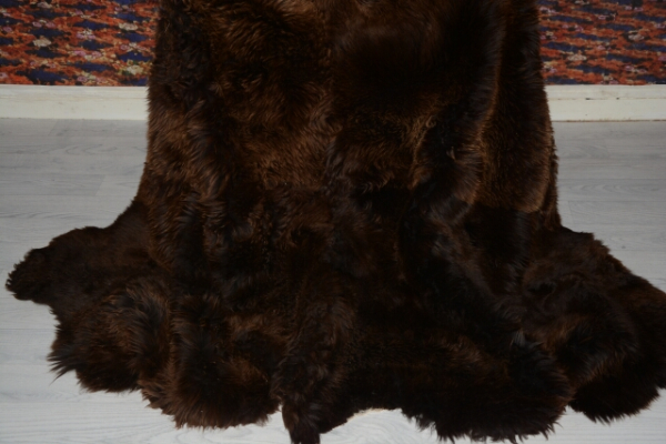 XXXL Riesen Lammfell Teppich Braun 250 X 220 aus 8 ganzen Fellen