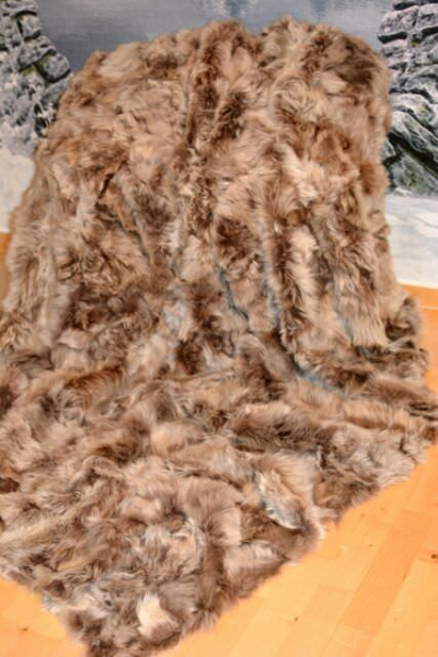 Echt Pelzdecke Wendedecke Bicolore Beige Braun Tagesdecke