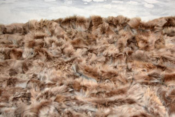 Echt Pelzdecke Wendedecke Bicolore Beige Braun Tagesdecke